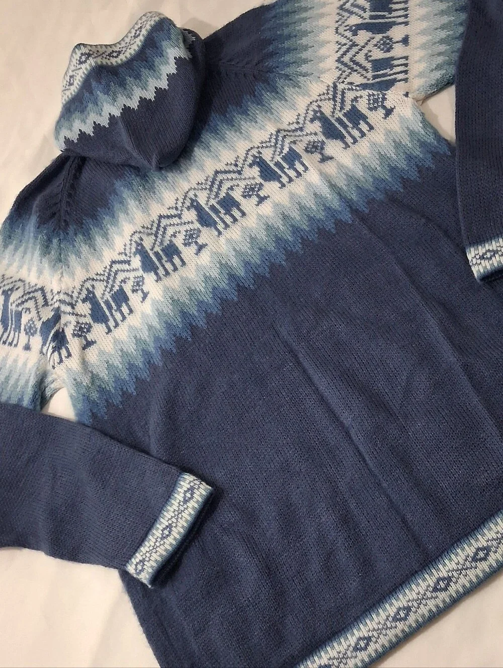 Alpaca Wool Peruvian Zip Up Cardigan Sweater With Pockets Hooded
